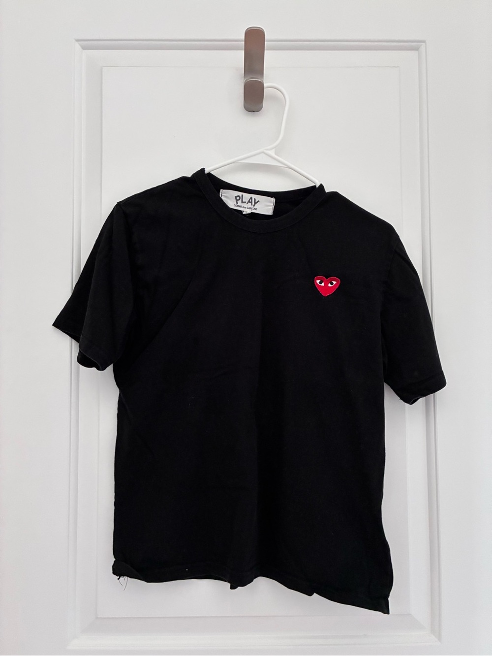 Comme des Garcons PLAY Black Tee with Red Heart Emblem